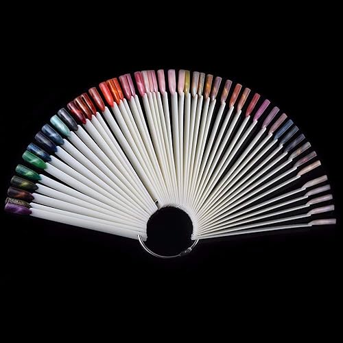 Miniatura 7 de JASSINS 50 unidades de palos de muestra de uñas con anillo, consejos de práctica de esmalte de uñas en forma de abanico, muestra de uñas, práctica