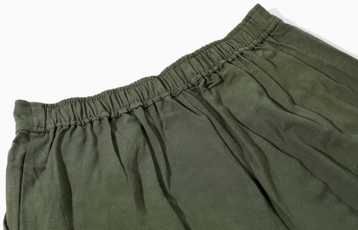 chouyatou Women's Summer High Waisted Cotton Linen Palazzo Wide Leg Casual Pants with Pockets - Image 5