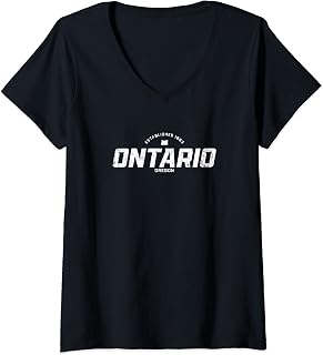 Womens Ontario Oregon OR Vintage Athletic Sports Logo V-Neck T-Shirt
