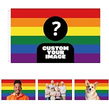 Custom Rainbow Pride Flag, Personalized Decorative American Flag with Picture, Single-Sided 2x3 3x5 4x6 5x8 Ft, Funny Tapestry Poster for Living Room, Bedroom Outdoors Garden Decor