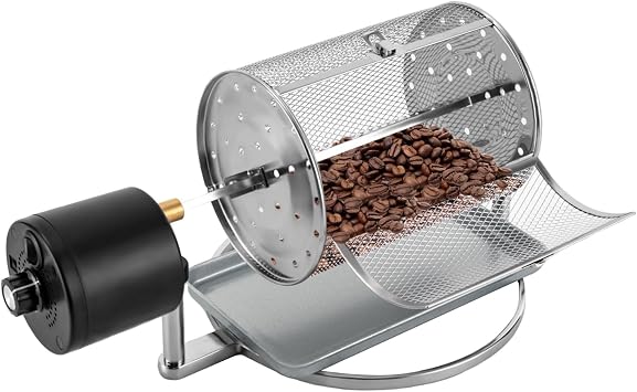 Coffee Bean Roaster, 14W Electric Coffee Roaster Machine Commercial Bean Roasting Machine Coffee Maker Grinder for Bean Soybean Nut, 250g/0.55lbs, 46-54RPM Adjustable Speed