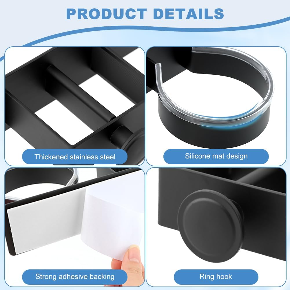 Hair Dryer Holder Wall Mounted, Hair Straightener Holder, Blow Dryer Hold-er, Hai-r Dry-er and Straightener Hold-er for Bathroom Vanity Barber Shop(Color:Black)