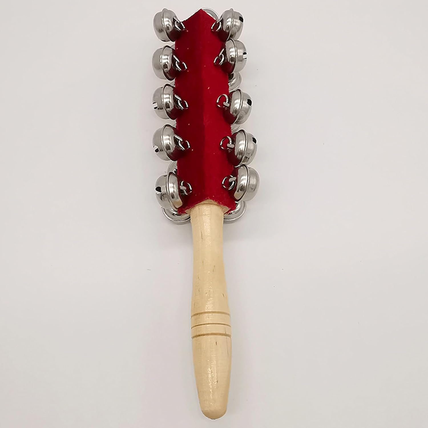 2 Pcs 10 inch Wooden Handle Bells Instrument ,Stick Ring Christmas Jingle Bells Hand Percussion Shaker 21 Bells (2 Pcs)