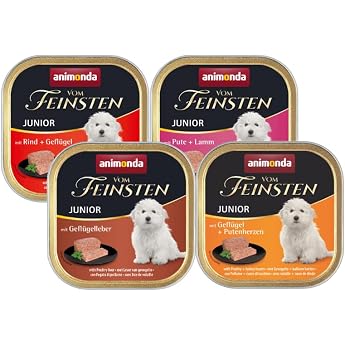 Animonda the Finest Junior Mix 150 g / 11 Bowls Available / All 3 Varieties / Dog Food - Wet Food for Young Dogs