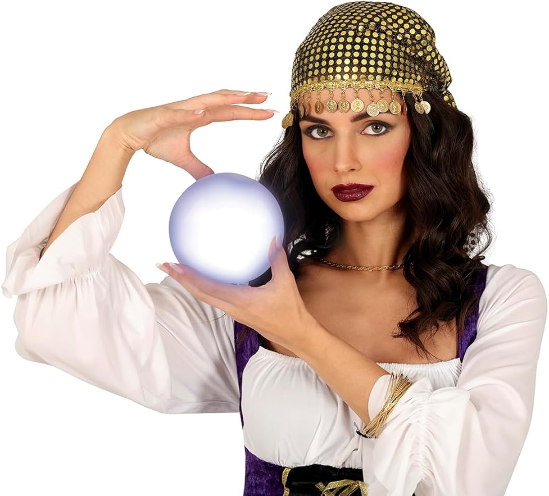 Bola De Luz Mística Con LEDs 12 Cm - Decoración Para Fiestas De Zíngaras Y Halloween - Fiestas Guirca
