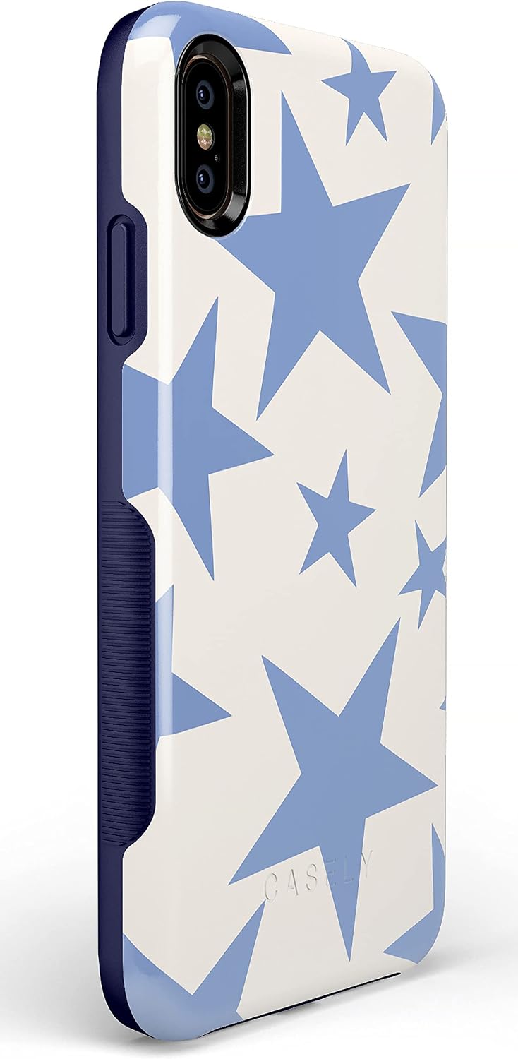 Casely iPhone Xs Max Case | Stars Align | Blue & White Stars | Bold Protective Design