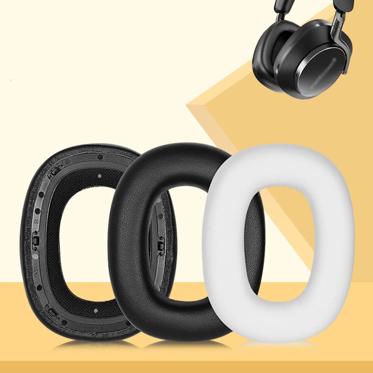 Palumma For Bowers & Wilkins Px8 Earpads, Protein Leather Replacement Ear Pads for Bowers & Wilkins Px8 Headphones Ear Cushions/Headset Earpads/Ear Cups (White)