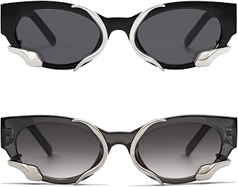 Trendy Sunglasses for Women Men Vintage Narrow Cateye Metal Snake Sunnie Y2k Accessories AP3621