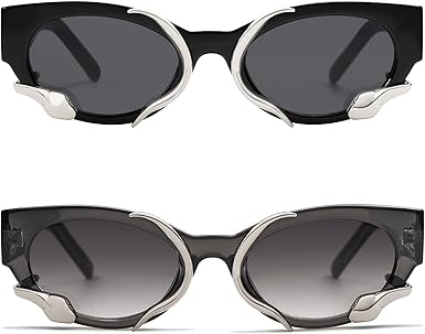 Trendy Sunglasses for Women Men Vintage Narrow Cateye Metal Snake Sunnie Y2k Accessories AP3621