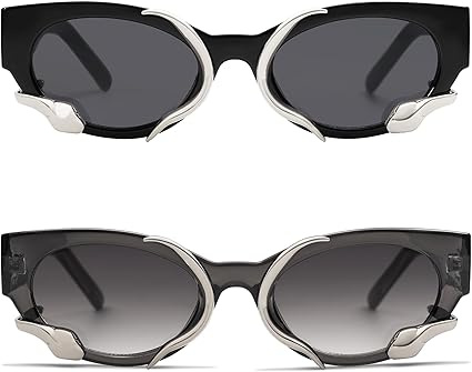 Trendy Sunglasses for Women Men Vintage Narrow Cateye Metal Snake Sunnie Y2k Accessories AP3621