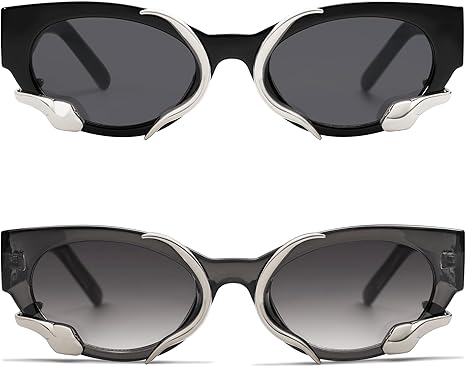 Trendy Sunglasses for Women Men Vintage Narrow Cateye Metal Snake Sunnie Y2k Accessories AP3621