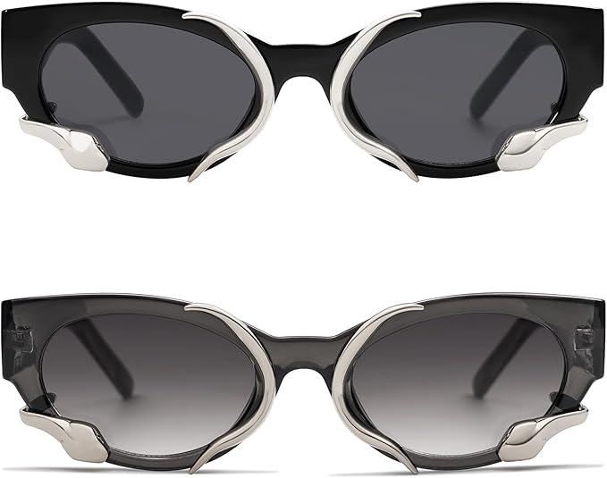 Trendy Sunglasses for Women Men Vintage Narrow Cateye Metal Snake Sunnie Y2k Accessories AP3621