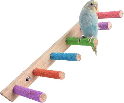 Bird Perch,1PC Wooden Parrot Stand Perch,Bird Ladder Bridge Climbing Chewing Toys for Small Medium Animals 5 Ladders