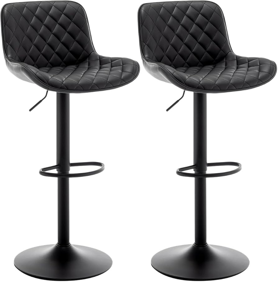 Amazon｜カウンターチェア 2脚セット、ガス圧昇降式、座面360°回転 PU