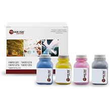 Laser Tek Services Compatible Toner Refill Kit Replacement for Xerox 6125 106R01281 Works with Xerox Phaser 6125 6125N 6130 6130N Printers Black, Cyan, Magenta, Yellow, 4 Pack