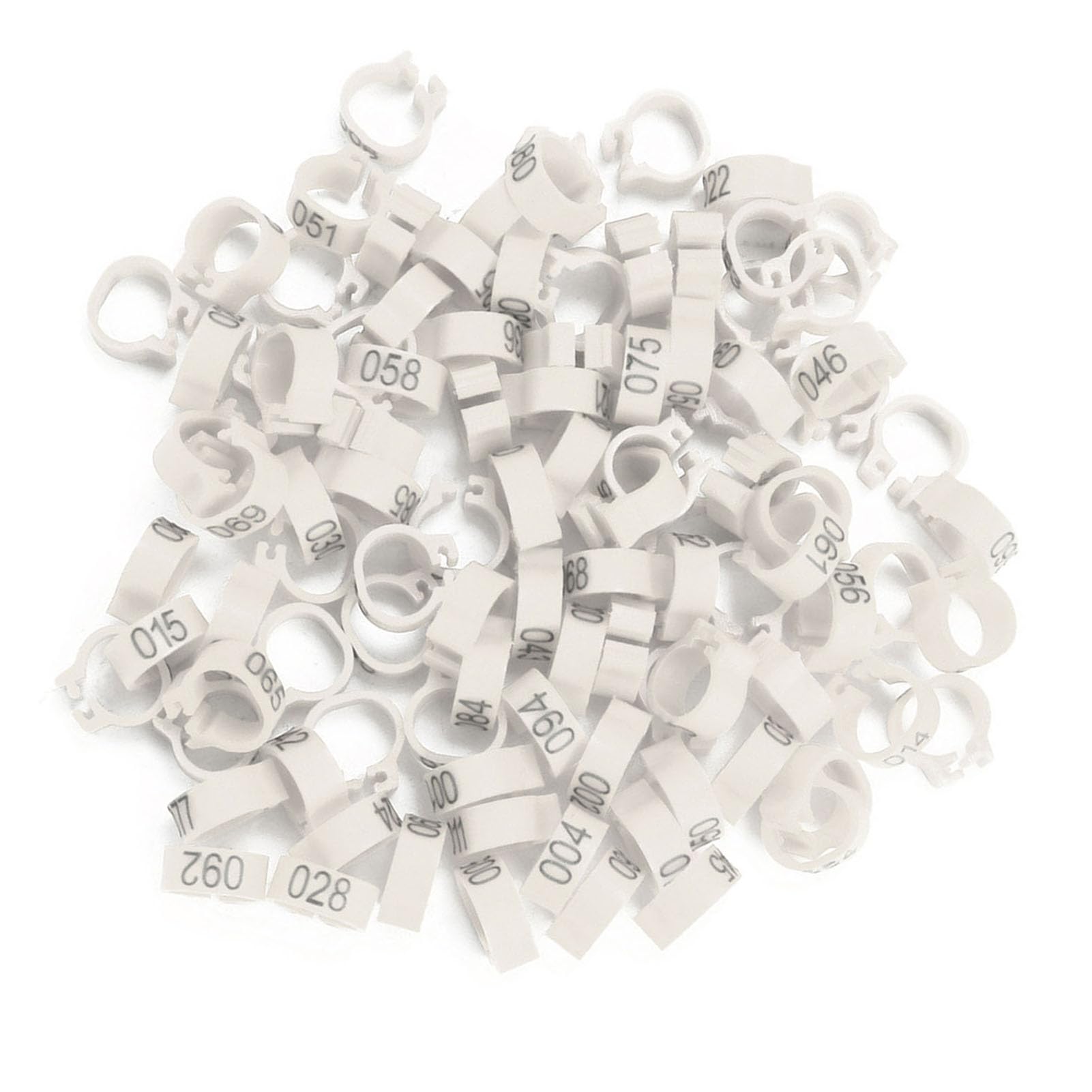 Gavigain Plastic Pigeon Rings Numbered Leg Bands for Birds 100PCS (White)