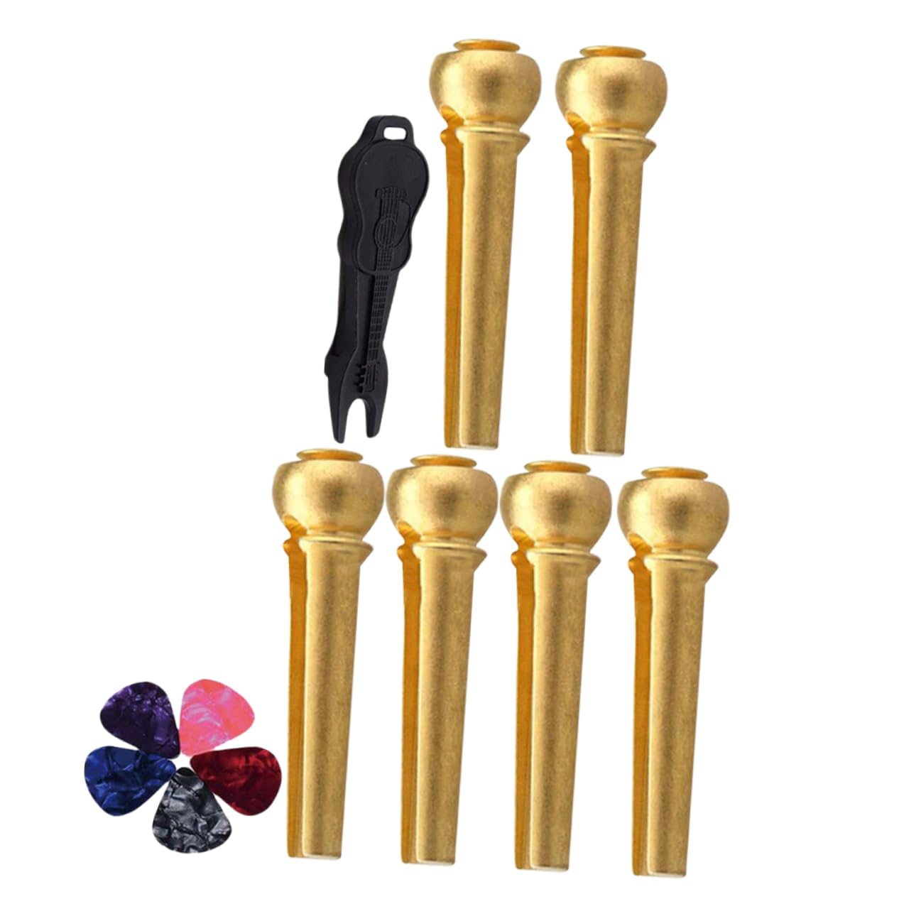 ERINGOGO 1Set Folk Guitar Pin String Pins with Plectrums Bridge Pin Remover Easy to Install Guitar Accessories for Acoustic Guitar Repairs