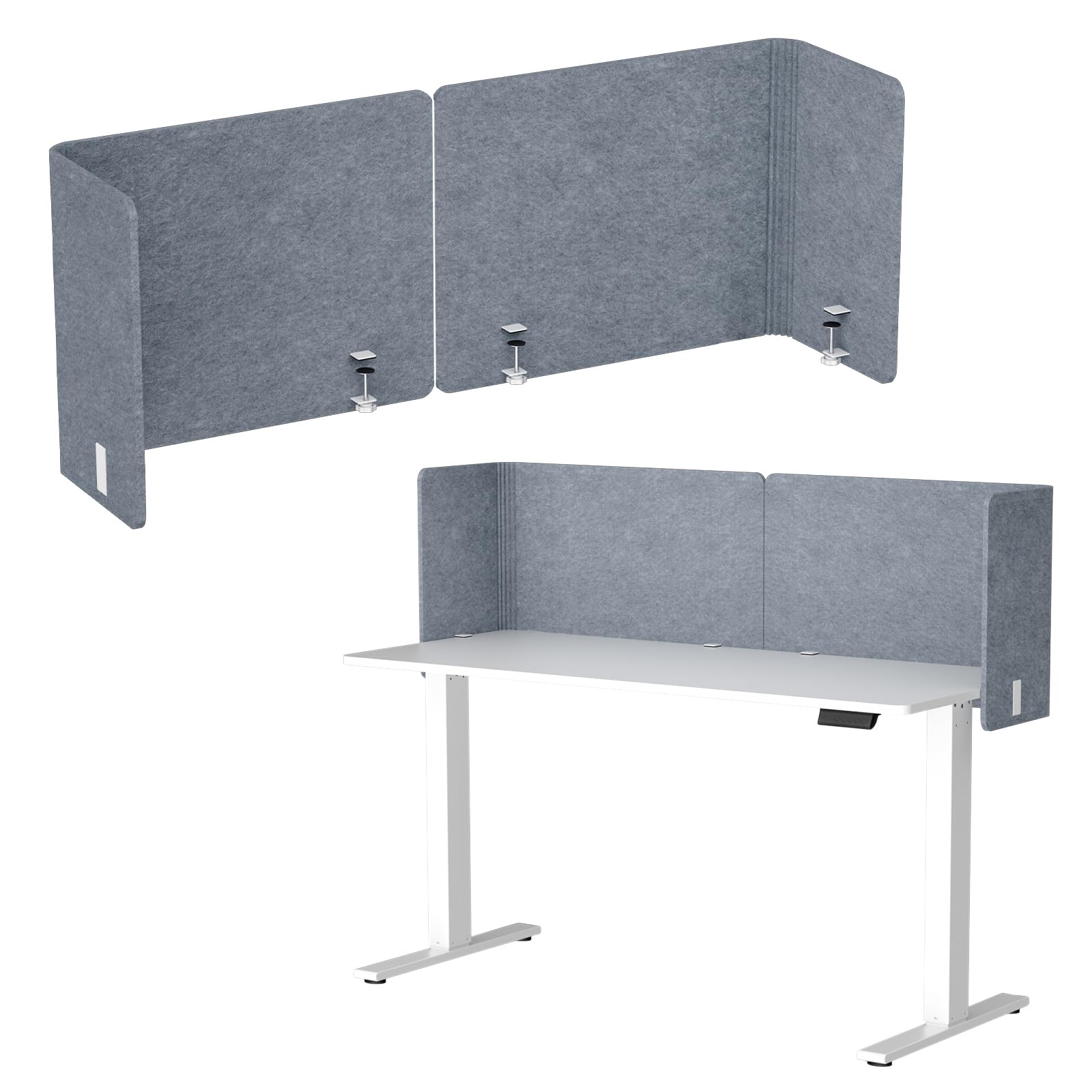 Desk Privacy Panel,2PCS L-Shaped Clamp-On Office Desk Divider,47.2" x 15.7"