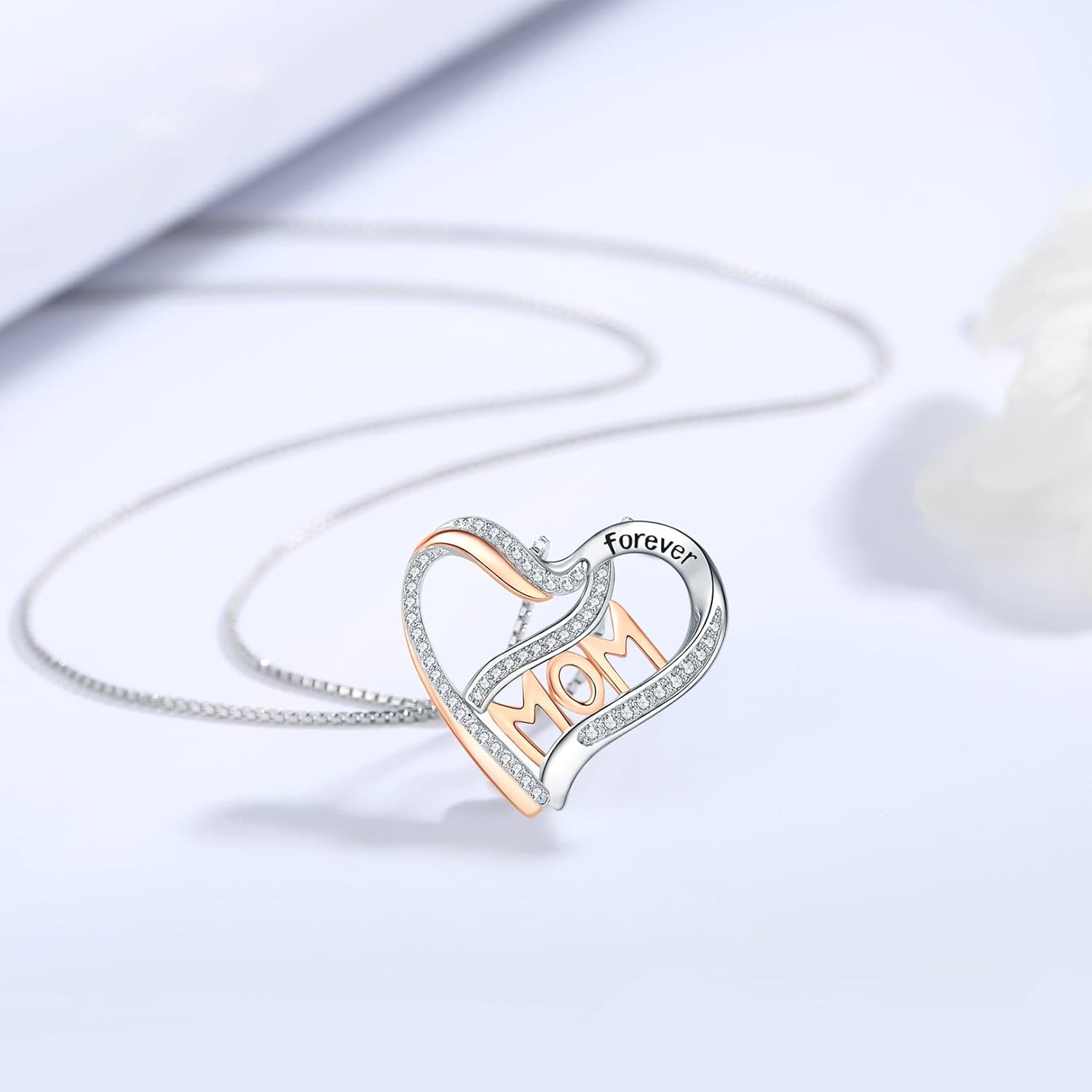 Mom Daughter Necklace 925 Sterling Silver Rose Love Heart Forever Mother DaughterPendant Necklaces Jewelry Gifts for Mom Daughter Grandma - Image 5