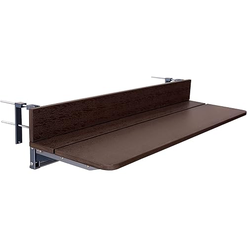 Balcony Table Bar for Railing, Outdoor Deck Rail Hanging Table, Adjustable Height Small Folding Desk for Patio, Saving Space Foldable Balcony Bar for Garden