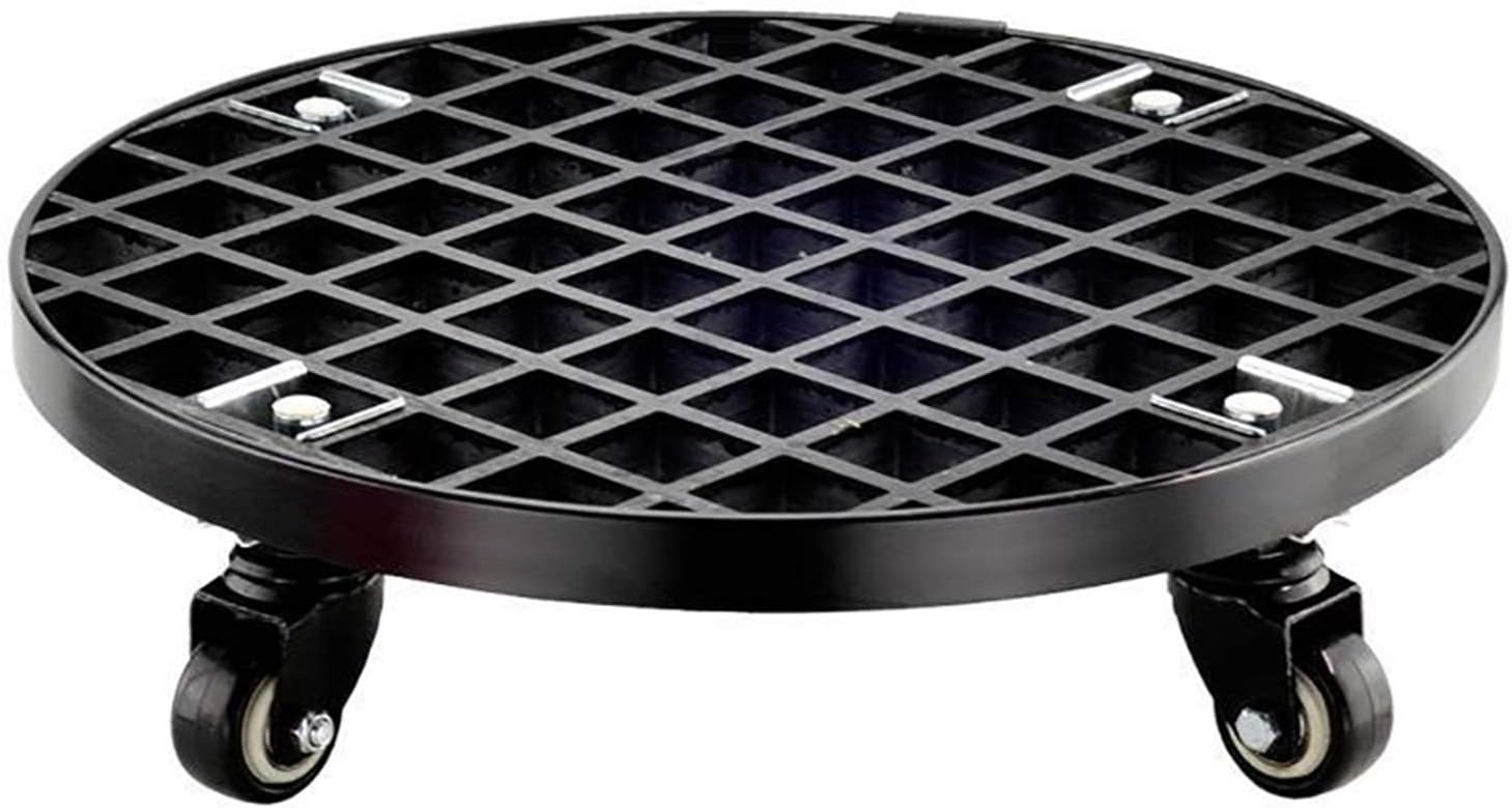 Metal Plant Caddy Planter Pot Mover with Iron Lockable Wheels,Rolling Dolly Planter Caddy Flower Pot Indoor and Outdoor Flowerpot Tray/Black/40Cm Black-40Cm