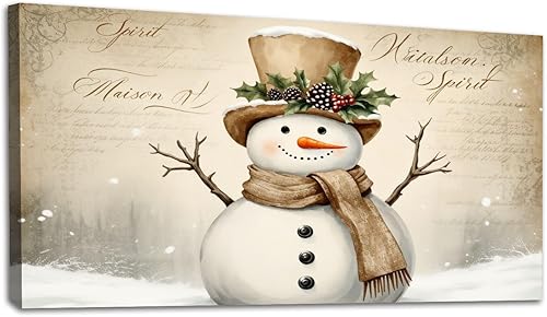 20"x 40" Canvas Wall Art Snowman Christmas Vintage Mousepads Desk Office Birthday Girls Women Framed Pictures Painting Prints Large Wall Art for disponible en Yaxa Costa Rica