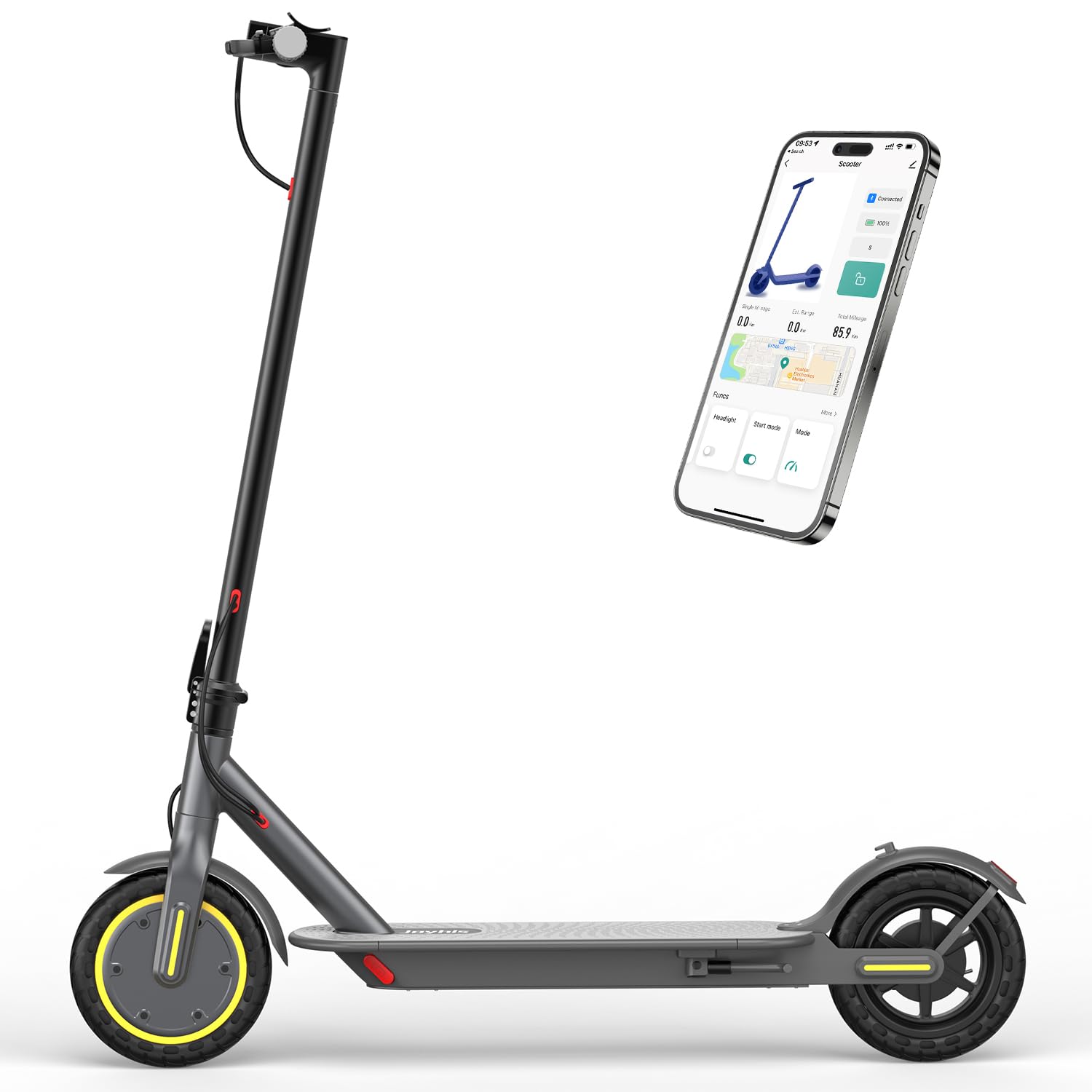 Electric Scooter with Seat, Adults Commuting Electric Scooter, Up to 16 Mph, 8.5'' Tire, 350W Motor, E-Scooter with Double Braking Systems for Adults and Teens (JS01-16mph-350W-Grey)