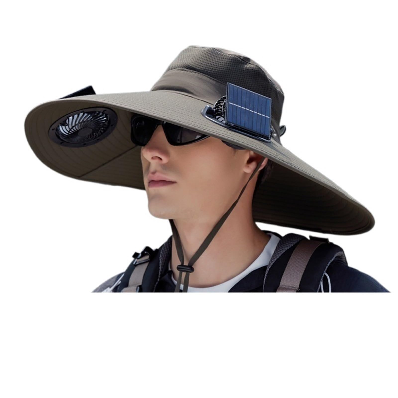ERHTGUO Summer Solar Powered Dual Fan Hat For Outdoor Hiking, Fishing,sunshade, Large Eave Quick Drying Waterproof Fisherman(Color 4)