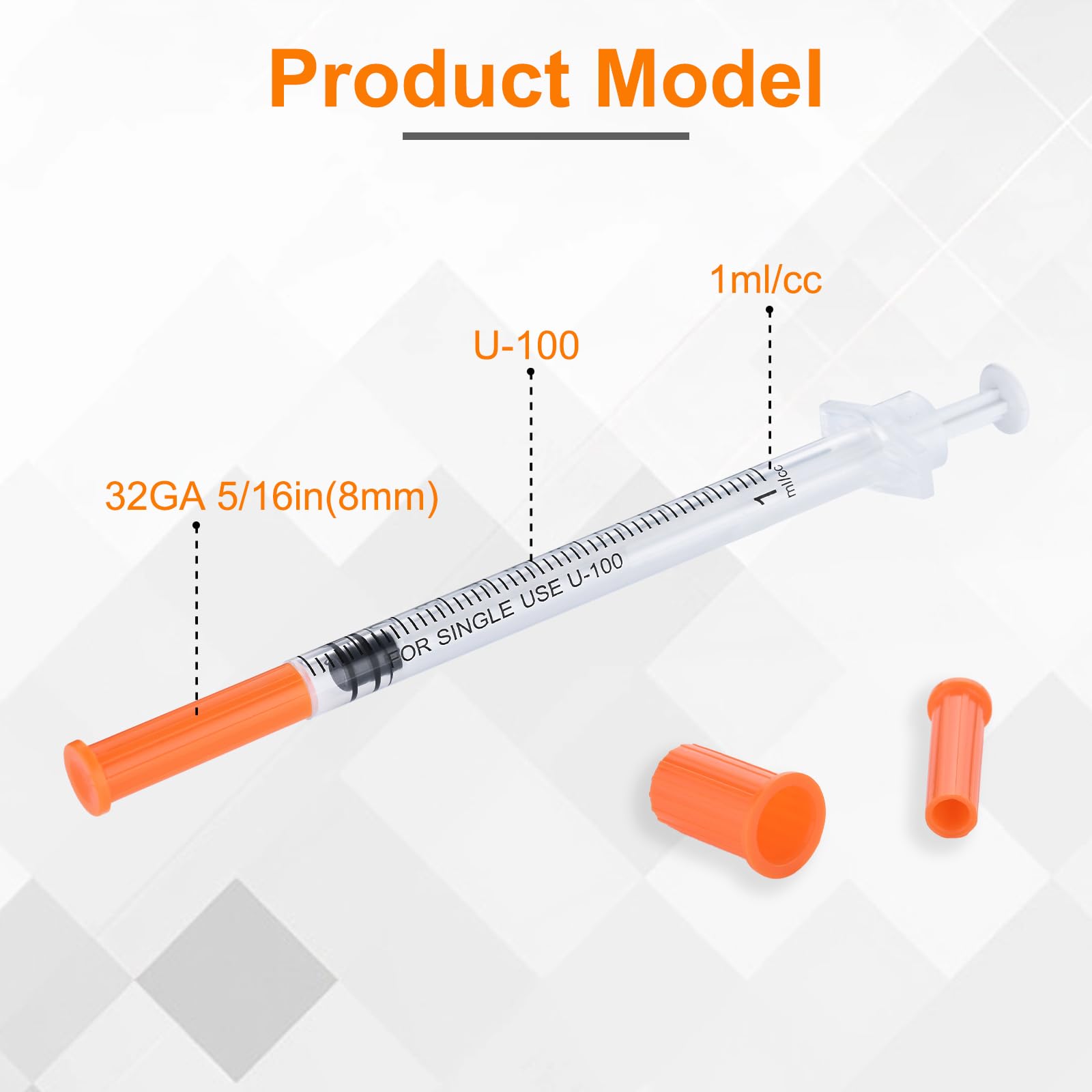 1ml/cc Syringe U-100 32G 5/16 Inch(8mm) Scientific Lab Syringe， Individually Wrapped Pack of 100 — Amazon image 3