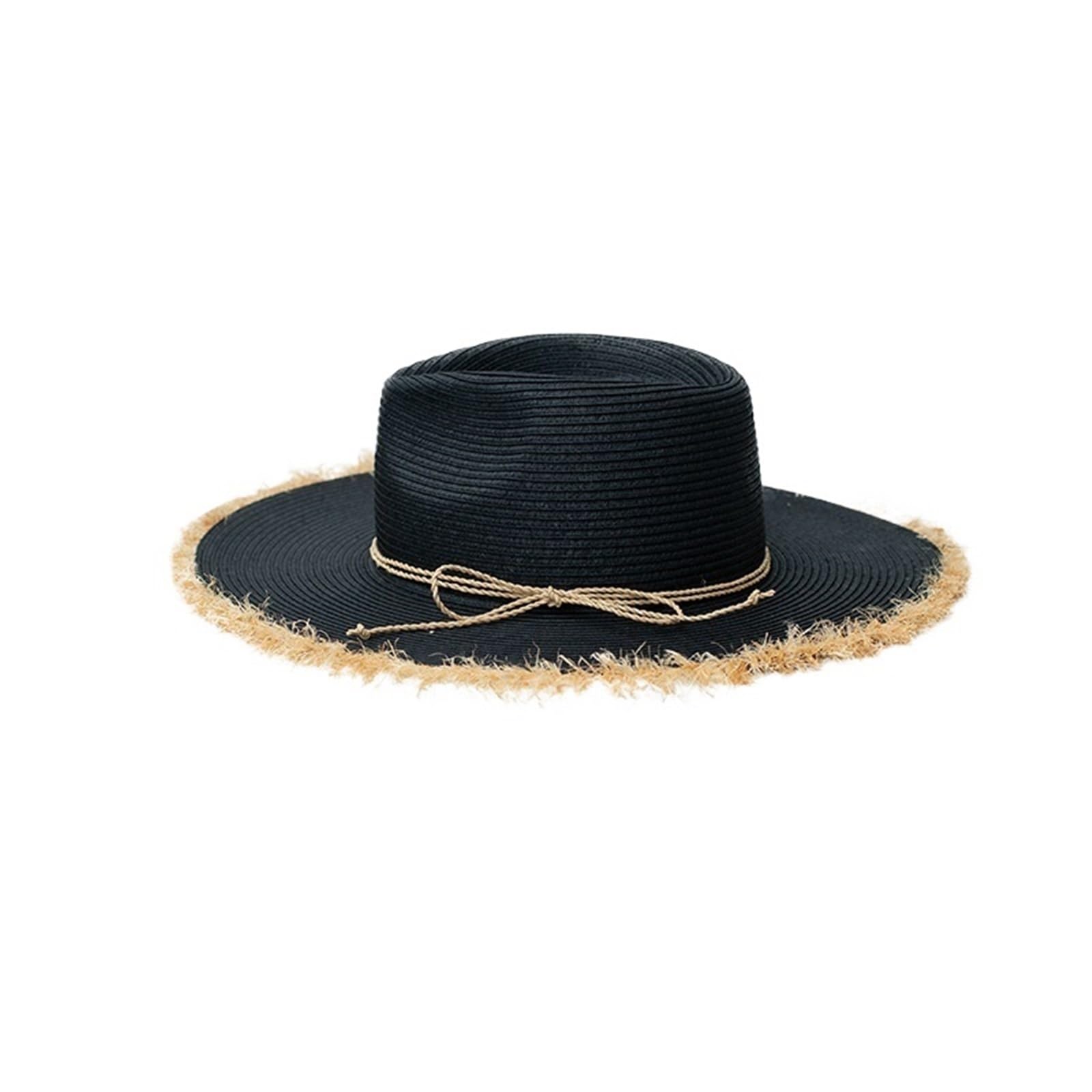 Sombrero de rafia con borde de ala grande para mujer, verano, playa, vacaciones, protección UV