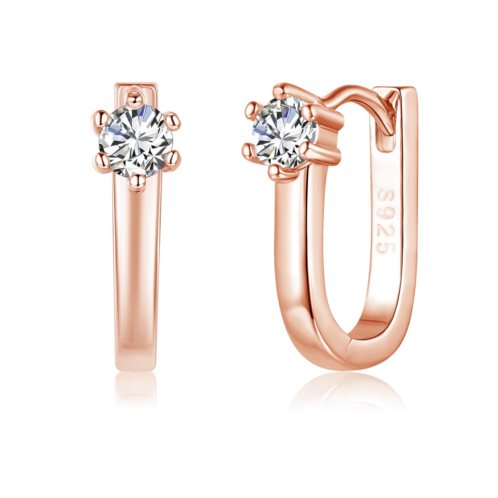 Josfeva Silber Creolen Ohrringe für Damen, 925 Sterling Silber Oval Ohrringe Creolen mit 5A Zirkonia, Hypoallergen U-förmige Geometrische Silber Creolen, Knorpel Schlafen Ohrringe für Frauen Mädchen