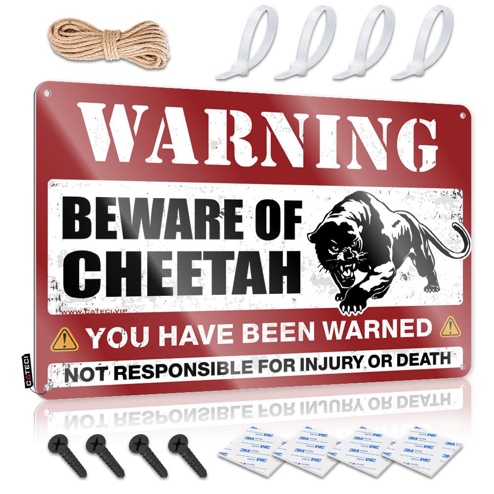 Garage Signs For Men Funny Beware Of Cheetah Tin Sign Funny House Signs Little Man Cave Sign(30X40CM)