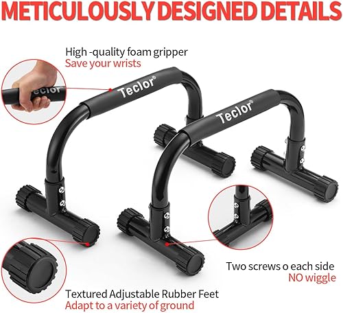 Miniatura 4 de Teclor Push Up Bar, Parallettes Bars For L-sit & Dip, Heavy-Duty No Wobbling Parallel Bars Stand For Handstands, Full Planche, Calisthenics, 9.5in