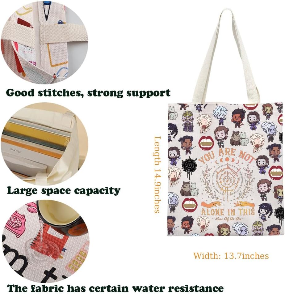 KUIYAI BG3 Inspired Tote Bag Astarion Lover High Elf Gaming Gift Astarion Rogue Gift You Are Not Alone In This Canvas Bag For Gamer (AloneInThisTS-US) - Image 4