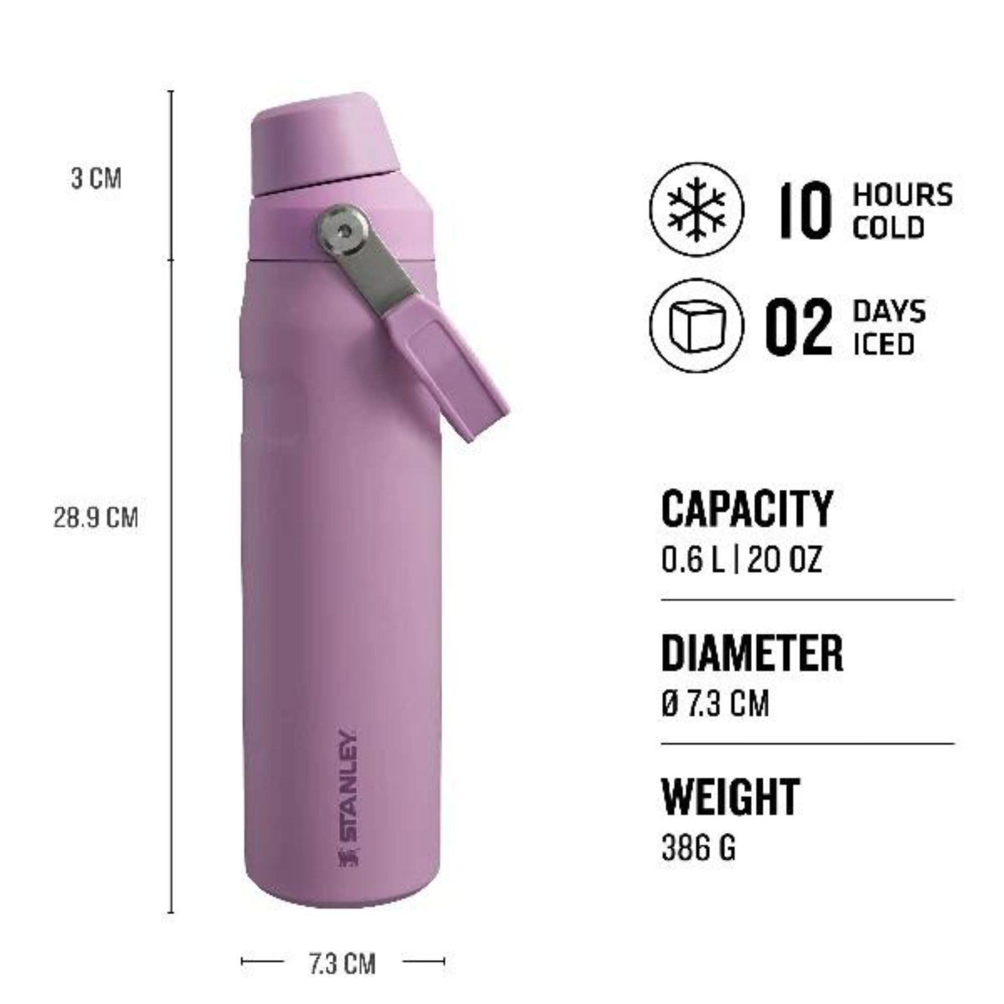 STANLEY 1913 Iceflow Fast Flow Sports Water Bottle 0.6L, Keeps 10 Hours Cold, Lightweight Thermal Flask, Dishwasher Safe - Image 2