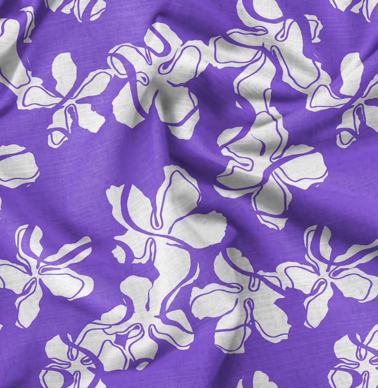 Soimoi Floral Print - Purple, Canvas Fabric Material - 56 Inch Wide, 1 Meter, Unstitched Fabric for Upholstery, Bags, Workwear and Outdoor Gear