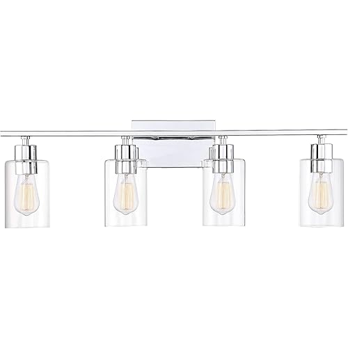 Savoy House 8-2149-4-11 Lambert 4-Light Bathroom Vanity Light in a Polished Crhome with Clear Glass (30.75" W x 9.75" H)