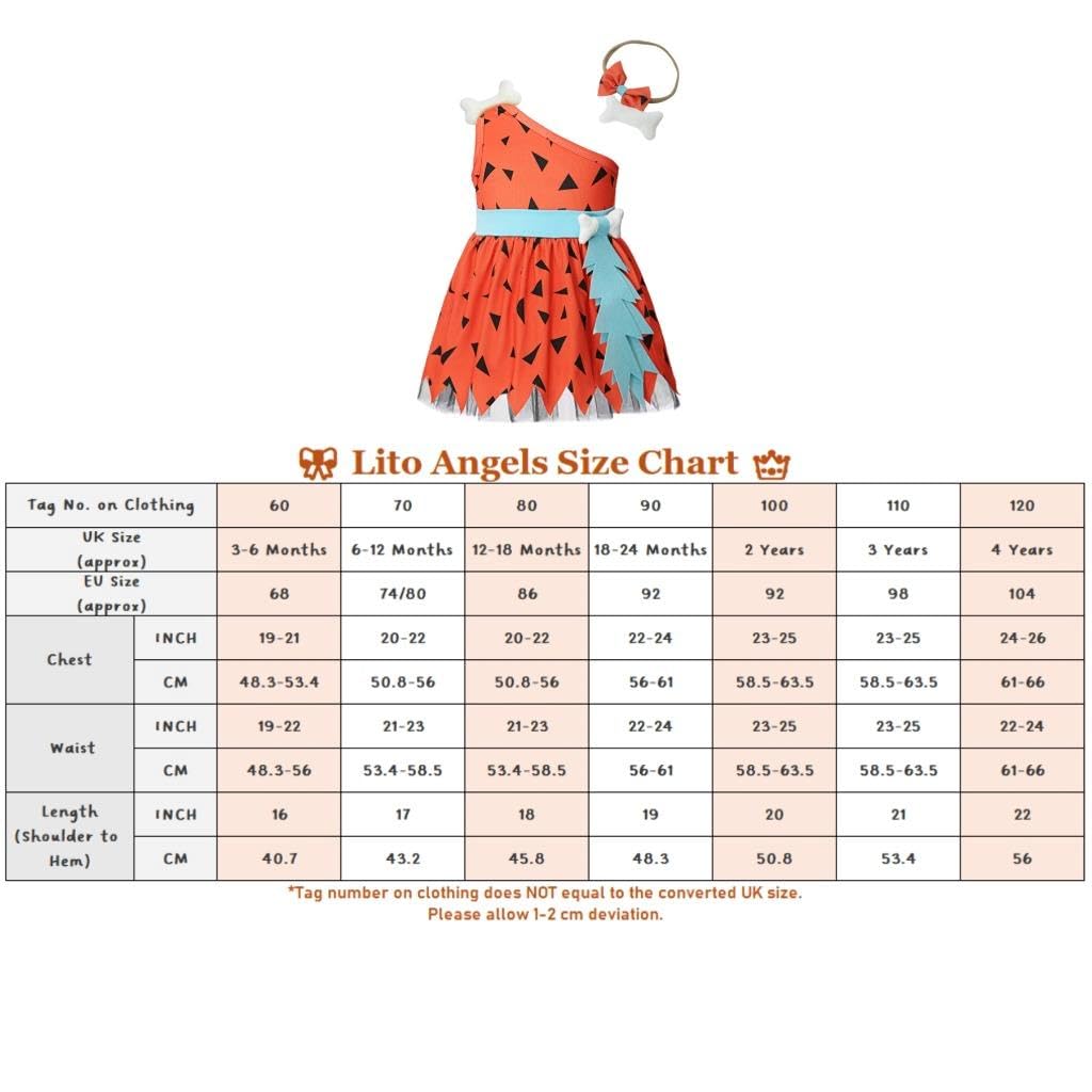 Lito Angels Disfraz de Carnaval Vestido de Pebbles Picapiedra con Diadema para Bebe y Niñas Pequeños, Naranja Verde