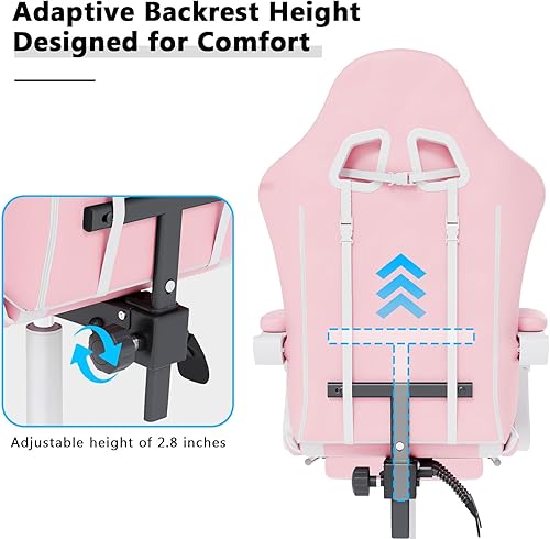 Miniatura 8 de Silla de juegos con reposacabezas y soporte lumbar, silla ergonómica de oficina con respaldo alto, silla ejecutiva de escritorio para computadora