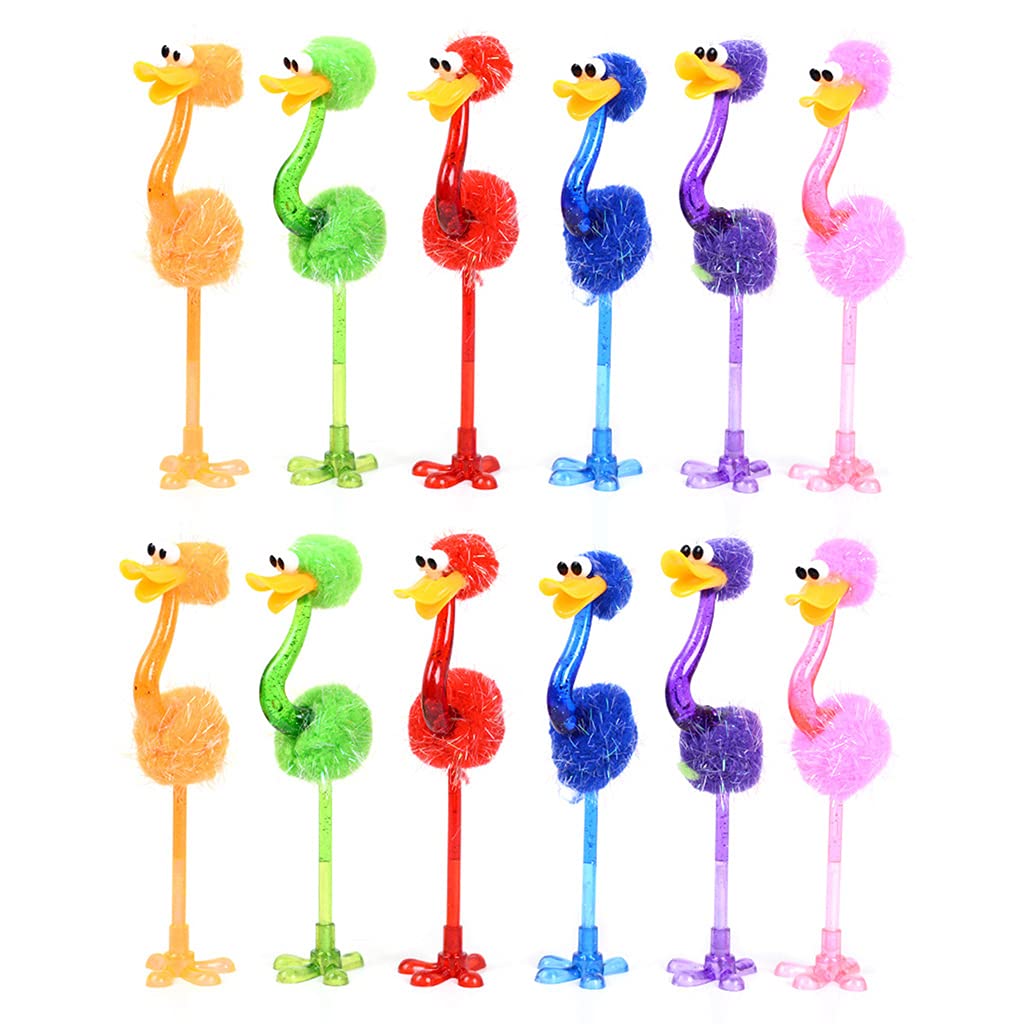 Pack Of 12 Lovely Ostrich Ballpoint Pen Novelty Stationery Decompression Toys Stress Relief Gift For Student Adult Finger Toys For Kidsr Women 12 Pack