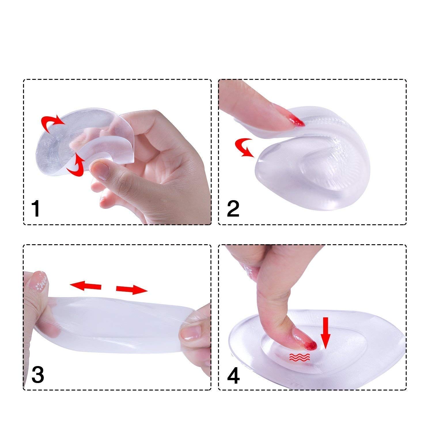 Pedimend, solette in silicone per metatarsalgia (5 paia, 10 pezzi), cuscinetto in morbido gel per sollievo dal dolore, sollievo dal dolore causato da metatarsalgia, neuromi, atrofia e sensazioni di
