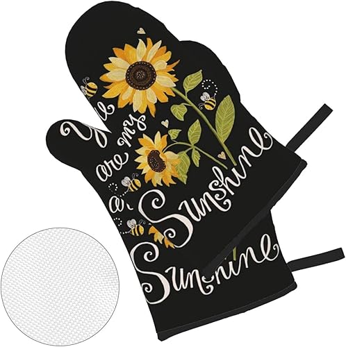 Miniatura 2 de Juego de 4 manoplas de horno y soportes para ollas, diseño de girasol, resistentes al calor, guantes para horno de cocina, agarraderas, almohadillas