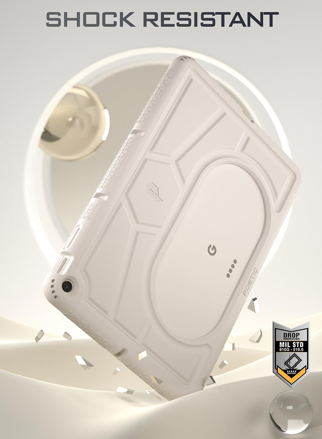 Poetic TurtleSkin Series for Google Pixel Tablet Case 11 inch (2023), Heavy Duty Shockproof Rugged Kids Friendly Drop Protection Silicone Cover Case, Porcelain