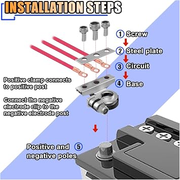 2PCS Battery Terminal Connectors with 3 Way -12V Automotive Top Post Battery Wire Cable Terminals Clamp Connectors Kit, Universal Positive and Negative Set, Copper Plate with 3 Bolt for Car Van Boat