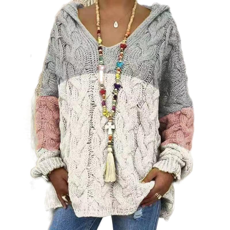 Women's Oversized Chunky Cable Knit Pullover Hooded Sweater Fall Winter Casual Long Sleeve Jumper Knit Top