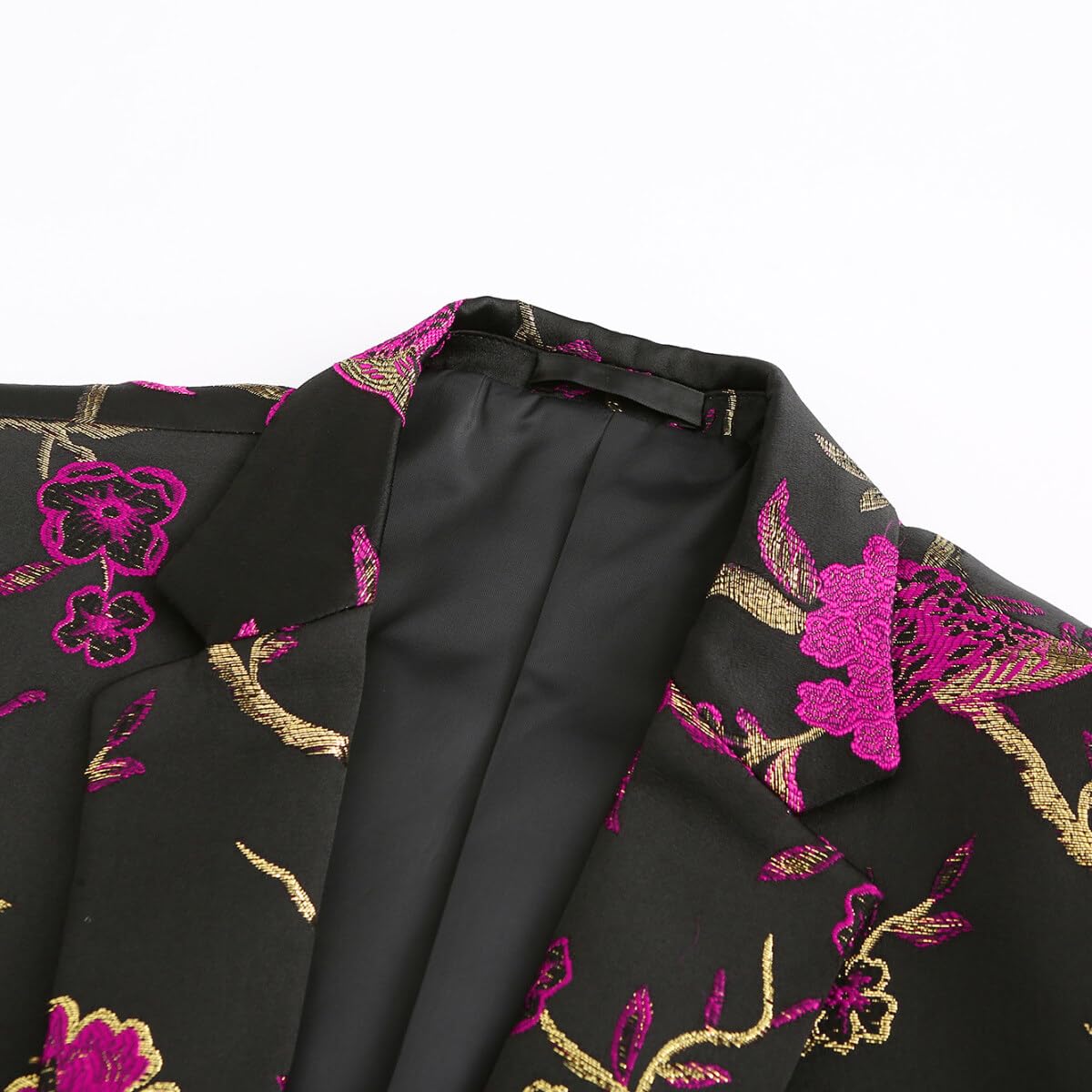 YOUTHUP Chaqueta de Esmoquin con Bordado para Hombre un Botón Floral Chaqueta de Traje Blazer