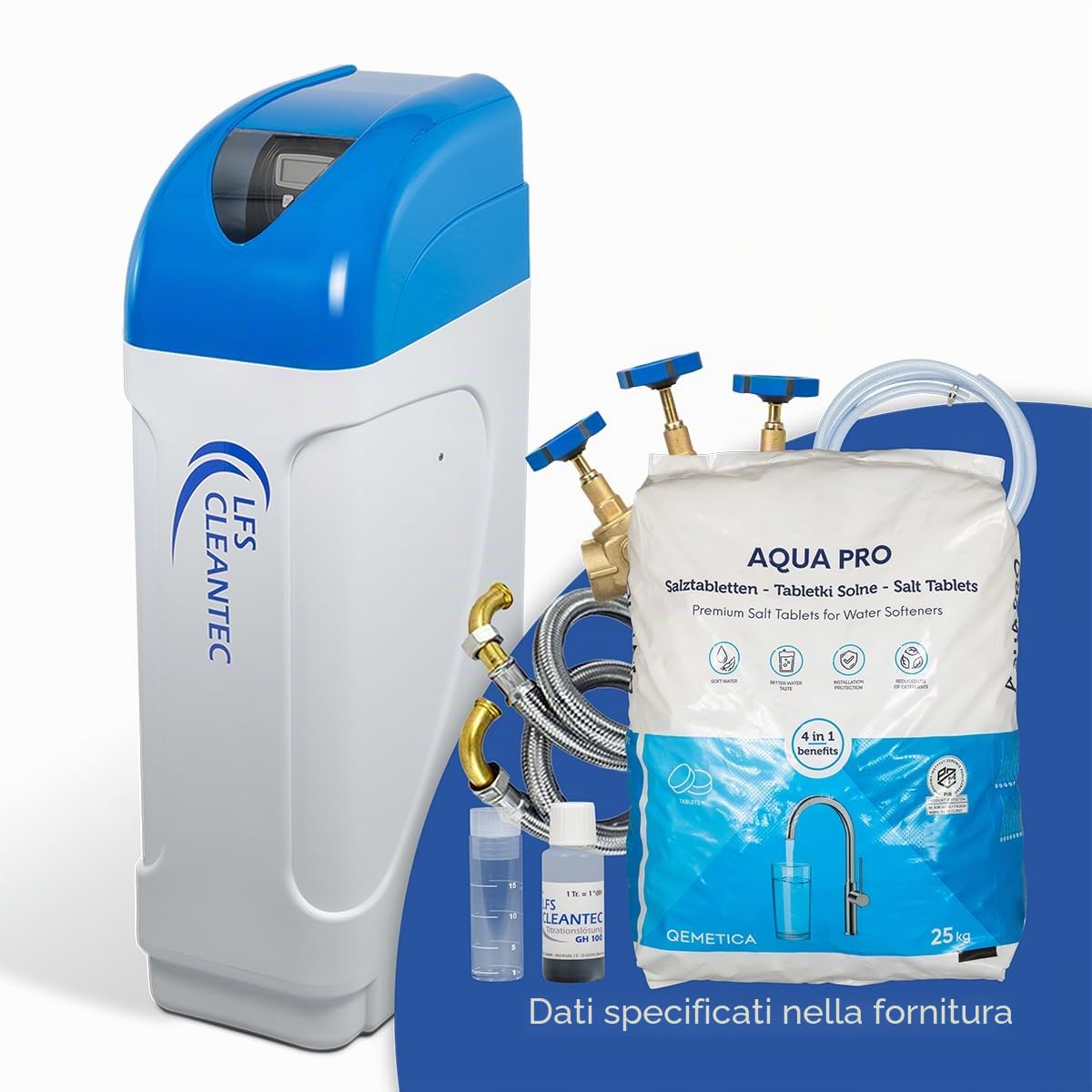 IWKC - Addolcitore d'acqua per casa monofamiliare per 4-5 persone, set di collegamento IWKC 1500