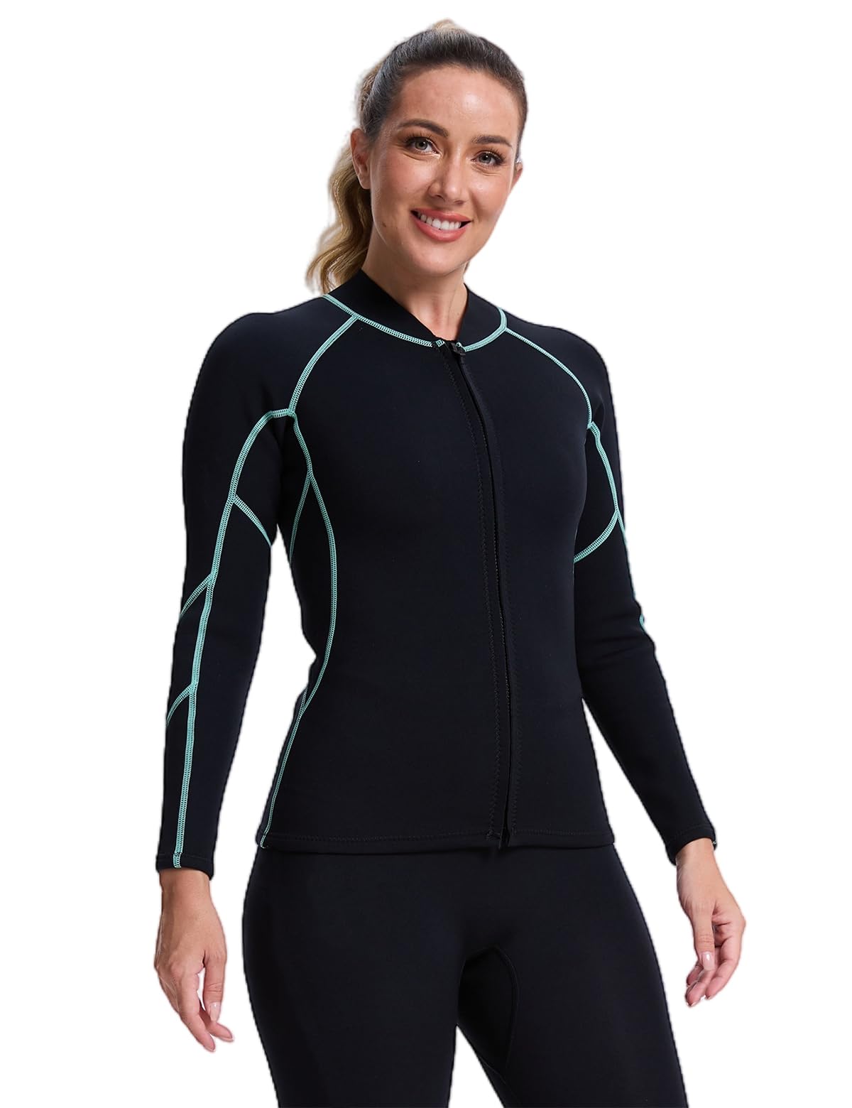 Lemorecn Women's Wetsuit Top,2mm Long Sleeve Super-Stretch Neoprene Jacket for Diving, Surfing, Snorkeling & Water Sports
