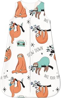 Animal Sloth Funny Baby Unisex Baby Cotton Sleeveless Wearable Sleeping Bag, Sack, Blanket, 6-12 Months Medium
