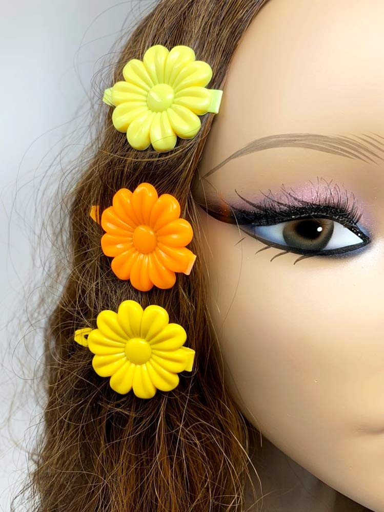 Amazon.com : Tara Girls Self Hinge Plastic Flower Hair Barrettes